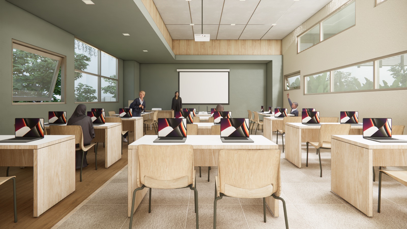 Render of the new Elementary campus — computer lab
